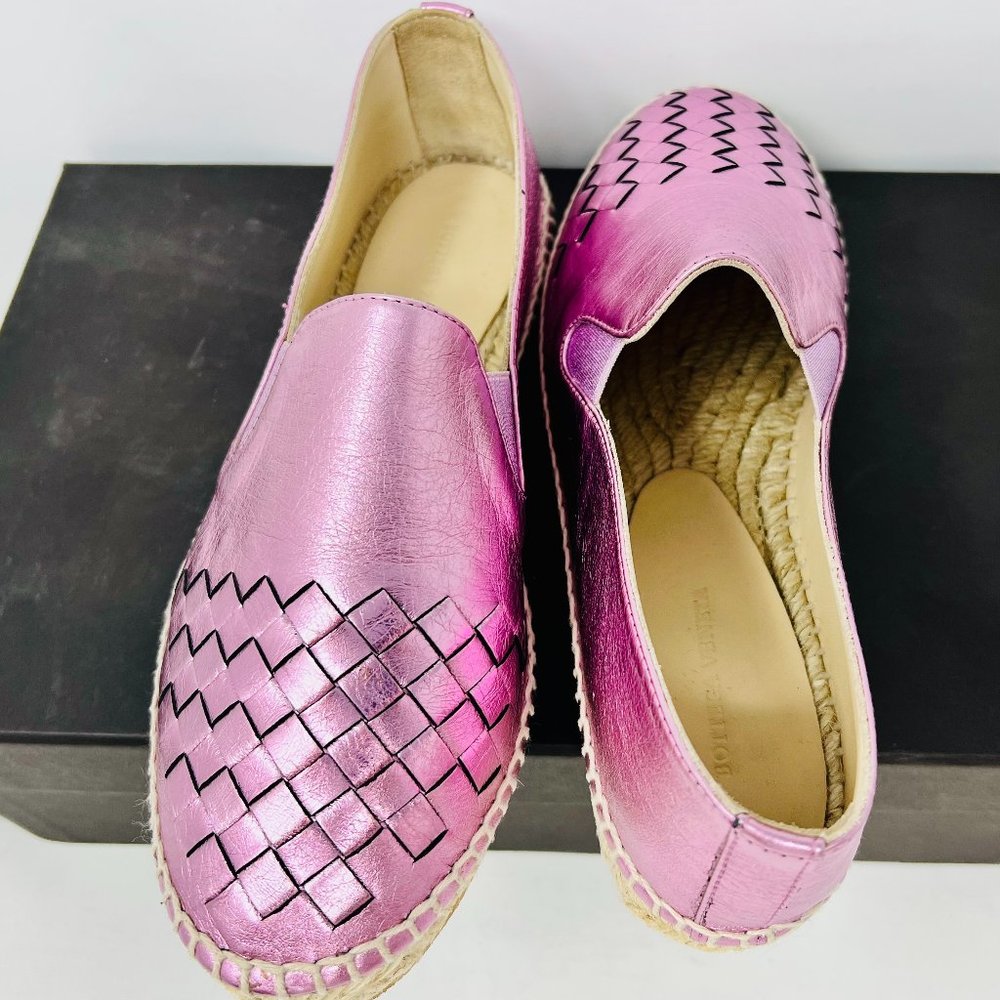 Bottega Veneta Metallic Leather Rose/Pink Metallic Loafer Women's Shoes